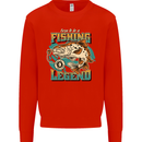 Fishing Legend Funny Fisherman Mens Sweatshirt Jumper Bright Red