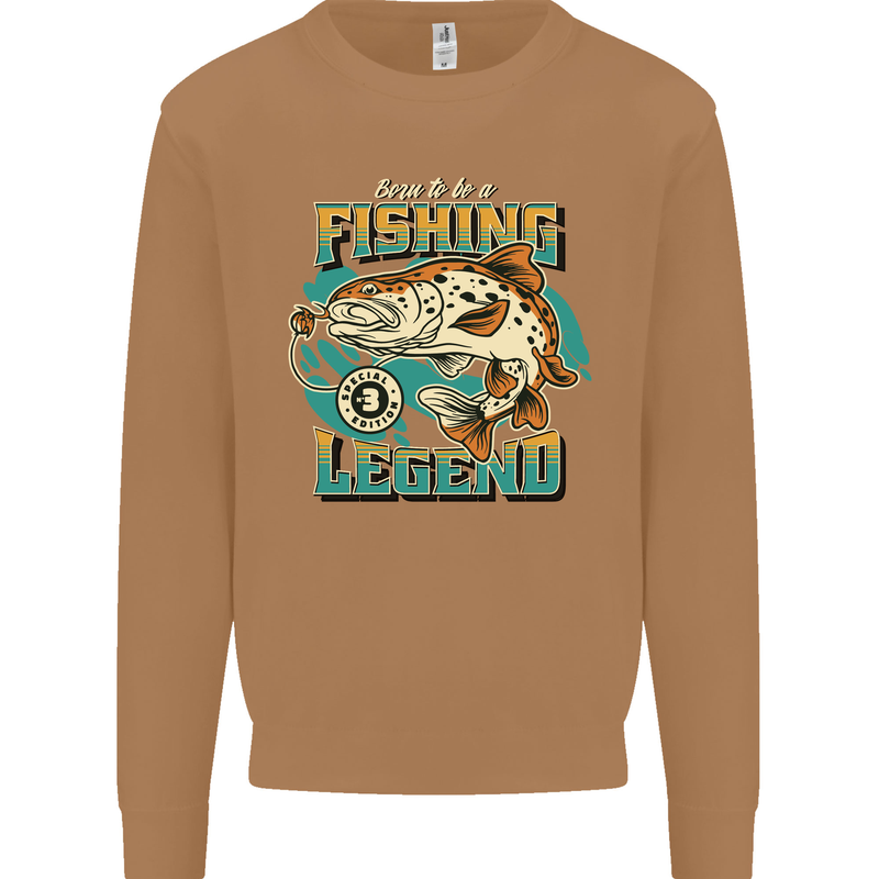 Fishing Legend Funny Fisherman Mens Sweatshirt Jumper Caramel Latte