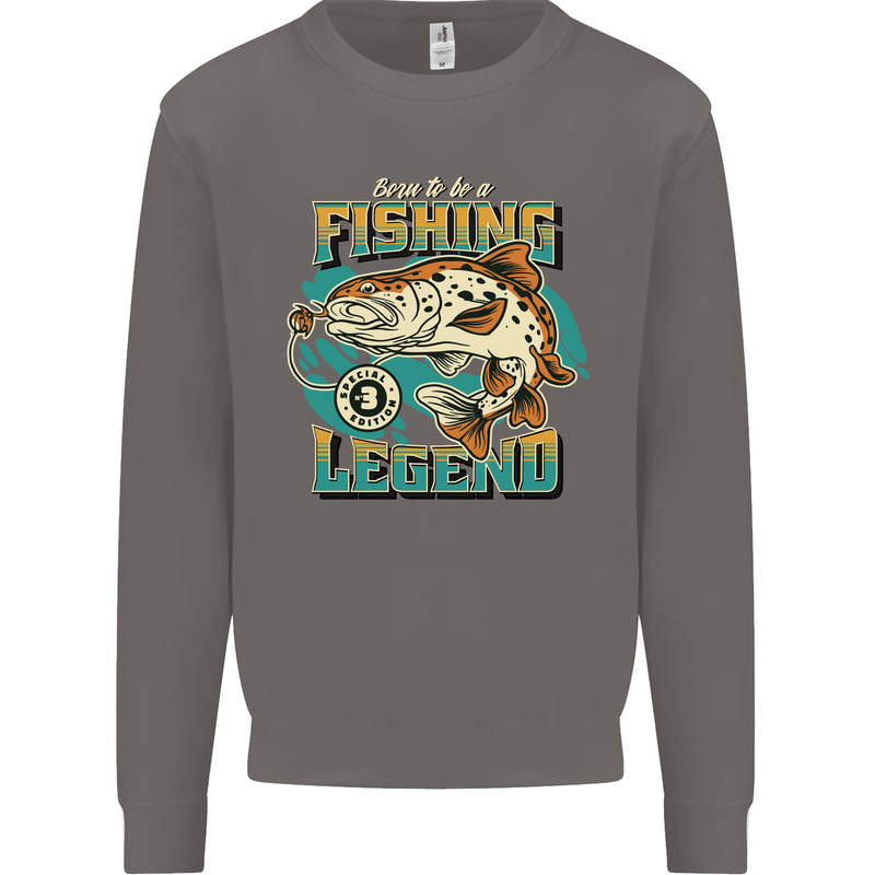 Fishing Legend Funny Fisherman Mens Sweatshirt Jumper Charcoal