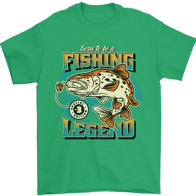 Fishing Legend Funny Fisherman Mens T-Shirt 100% Cotton Irish Green