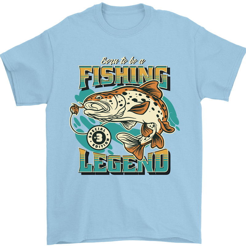Fishing Legend Funny Fisherman Mens T-Shirt 100% Cotton Light Blue