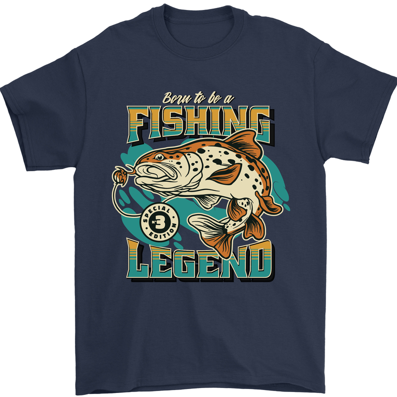 Fishing Legend Funny Fisherman Mens T-Shirt 100% Cotton Navy Blue