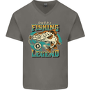 Fishing Legend Funny Fisherman Mens V-Neck Cotton T-Shirt Charcoal