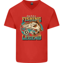 Fishing Legend Funny Fisherman Mens V-Neck Cotton T-Shirt Red