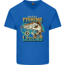 Fishing Legend Funny Fisherman Mens V-Neck Cotton T-Shirt Royal Blue