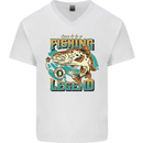 Fishing Legend Funny Fisherman Mens V-Neck Cotton T-Shirt White