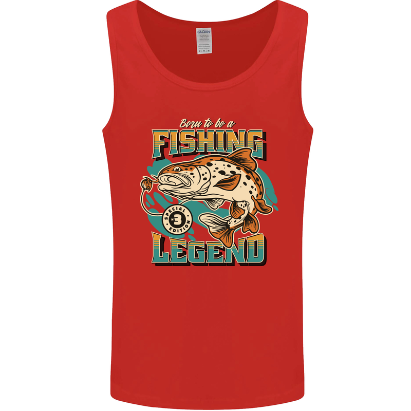 Fishing Legend Funny Fisherman Mens Vest Tank Top Red