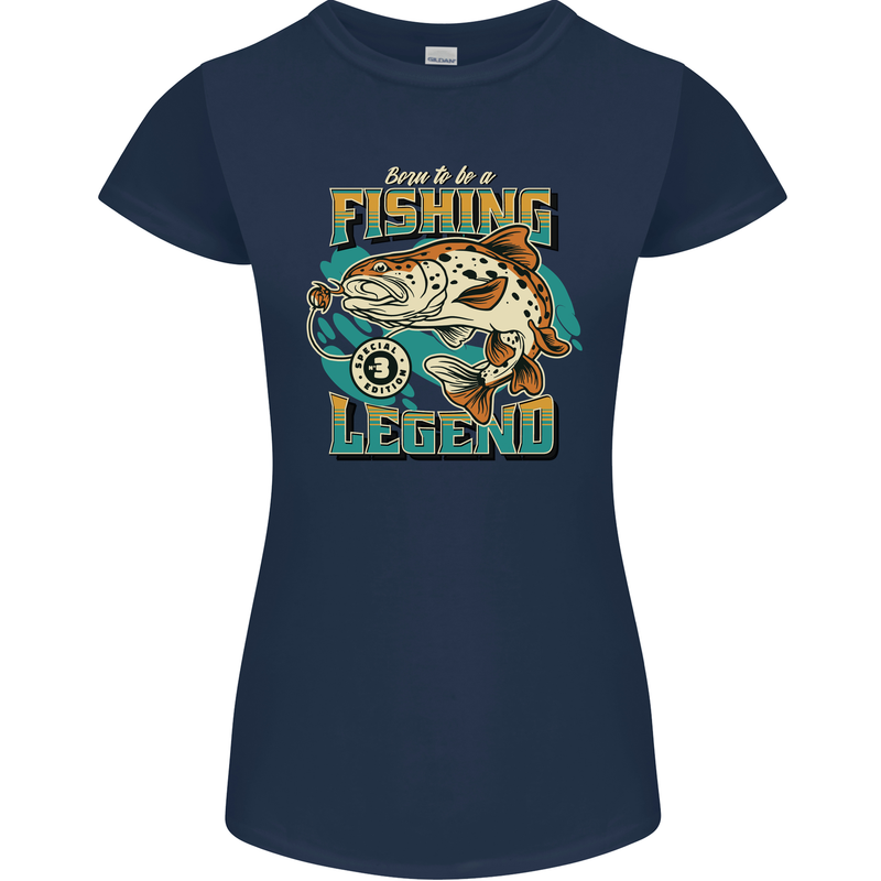 Fishing Legend Funny Fisherman Womens Petite Cut T-Shirt Navy Blue