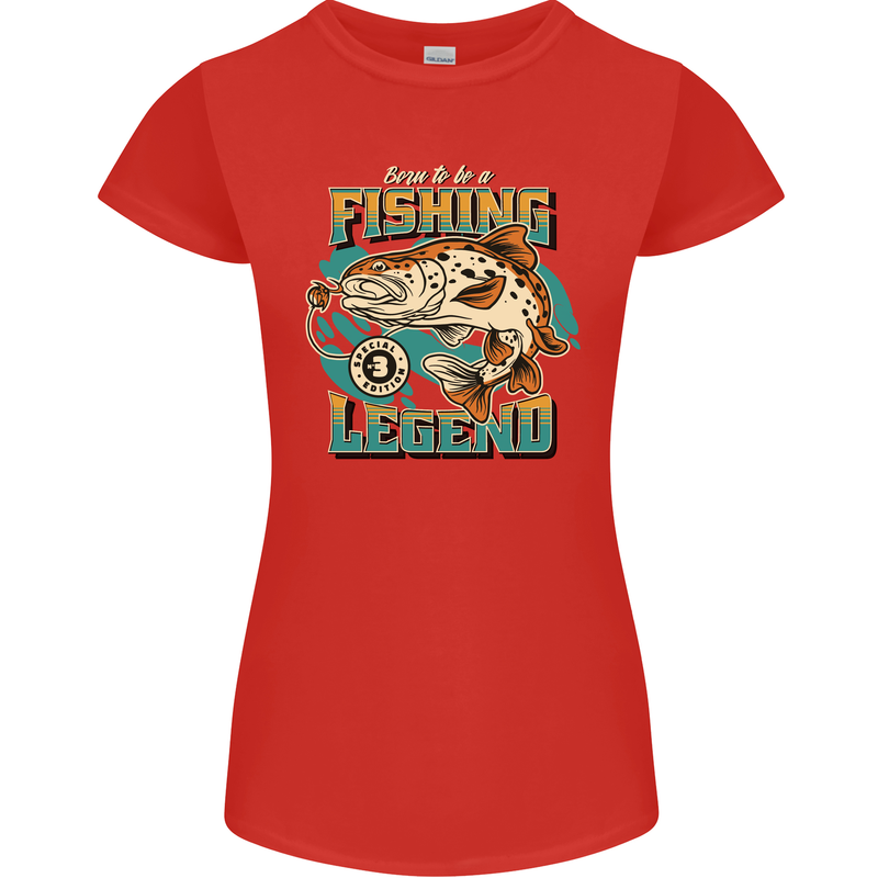 Fishing Legend Funny Fisherman Womens Petite Cut T-Shirt Red