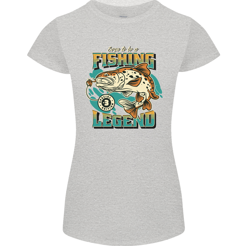 Fishing Legend Funny Fisherman Womens Petite Cut T-Shirt Sports Grey