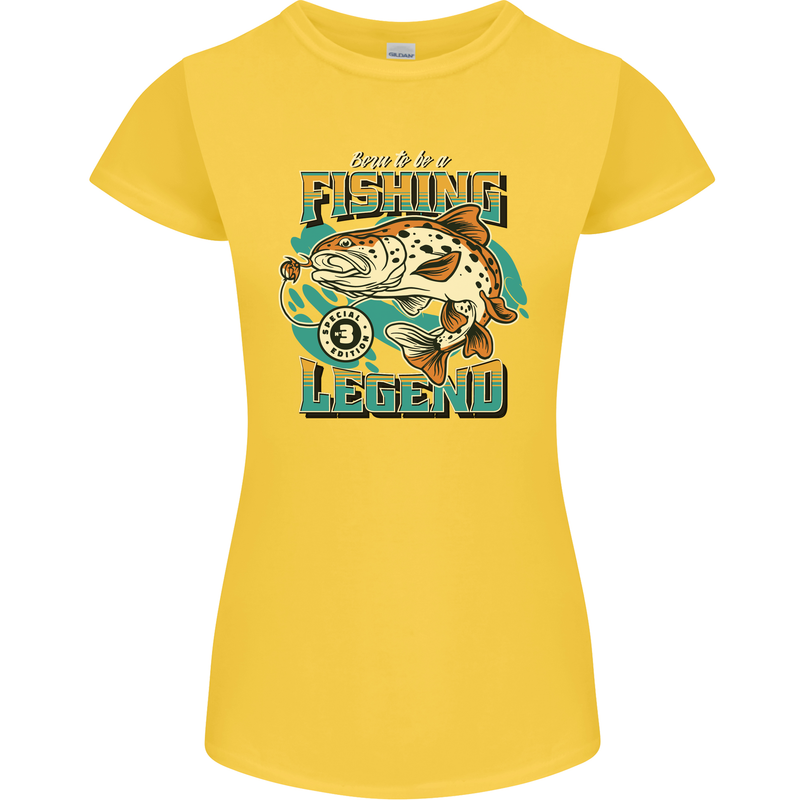 Fishing Legend Funny Fisherman Womens Petite Cut T-Shirt Yellow