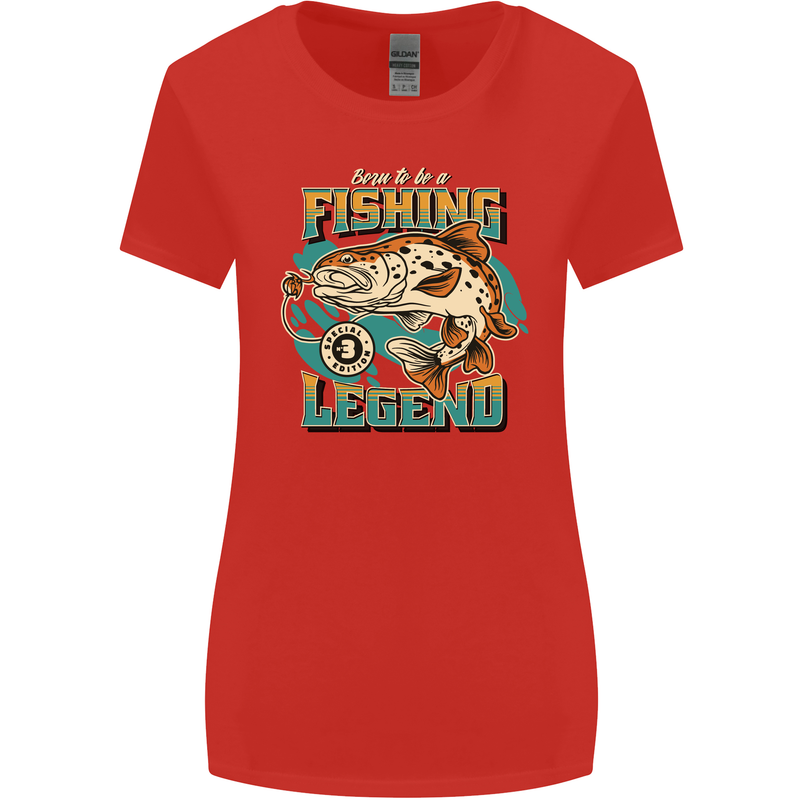 Fishing Legend Funny Fisherman Womens Wider Cut T-Shirt Red