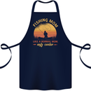 Fishing Mom Like a Normal but Cooler Cotton Apron 100% Organic Navy Blue