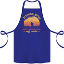 Fishing Mom Like a Normal but Cooler Cotton Apron 100% Organic Royal Blue