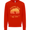 Fishing Mom Like a Normal but Cooler Kids Sweatshirt Jumper Bright Red
