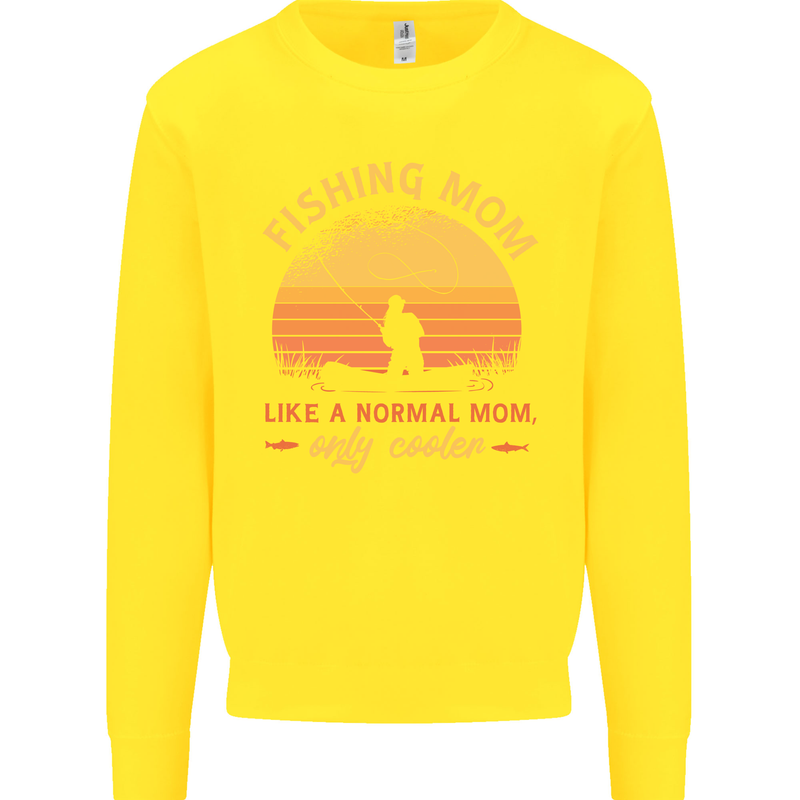 Fishing Mom Like a Normal but Cooler Kids Sweatshirt Jumper Yellow