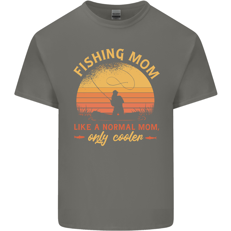 Fishing Mom Like a Normal but Cooler Kids T-Shirt Childrens Charcoal