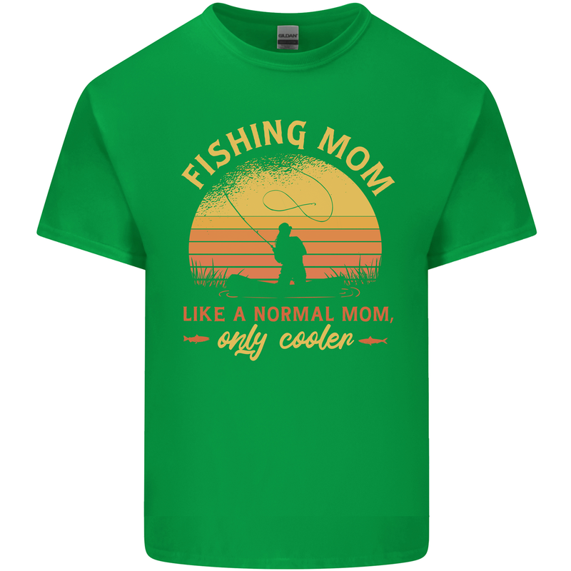 Fishing Mom Like a Normal but Cooler Kids T-Shirt Childrens Irish Green