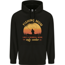 Fishing Mom Like a Normal but Cooler Mens 80% Cotton Hoodie Black