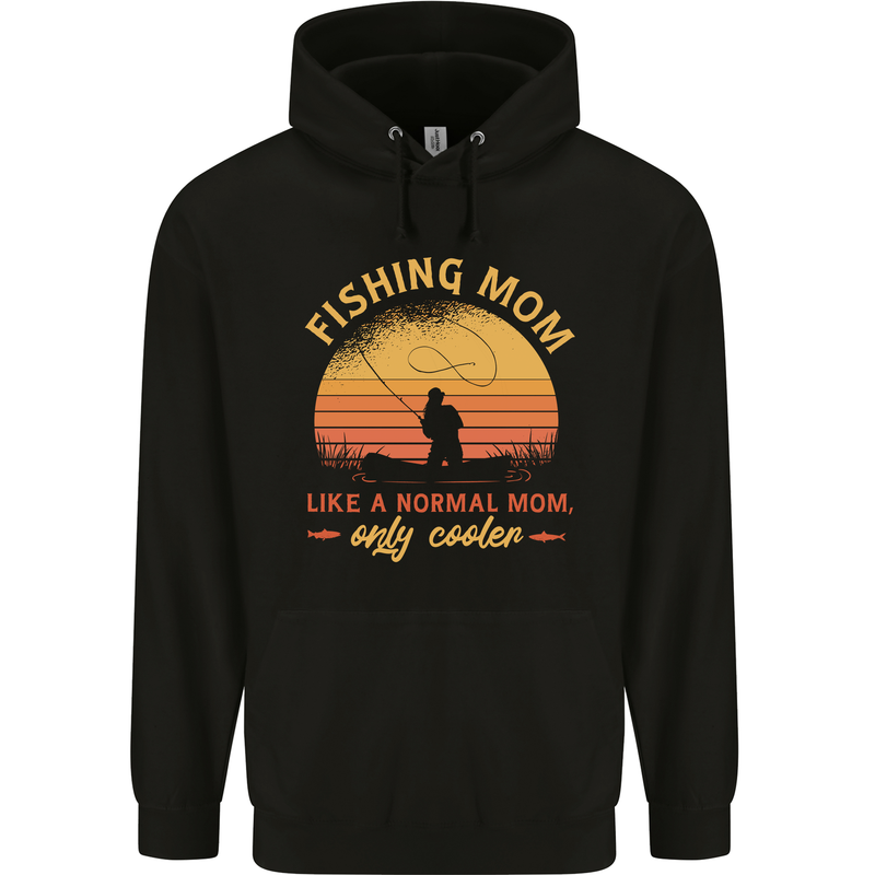 Fishing Mom Like a Normal but Cooler Mens 80% Cotton Hoodie Black