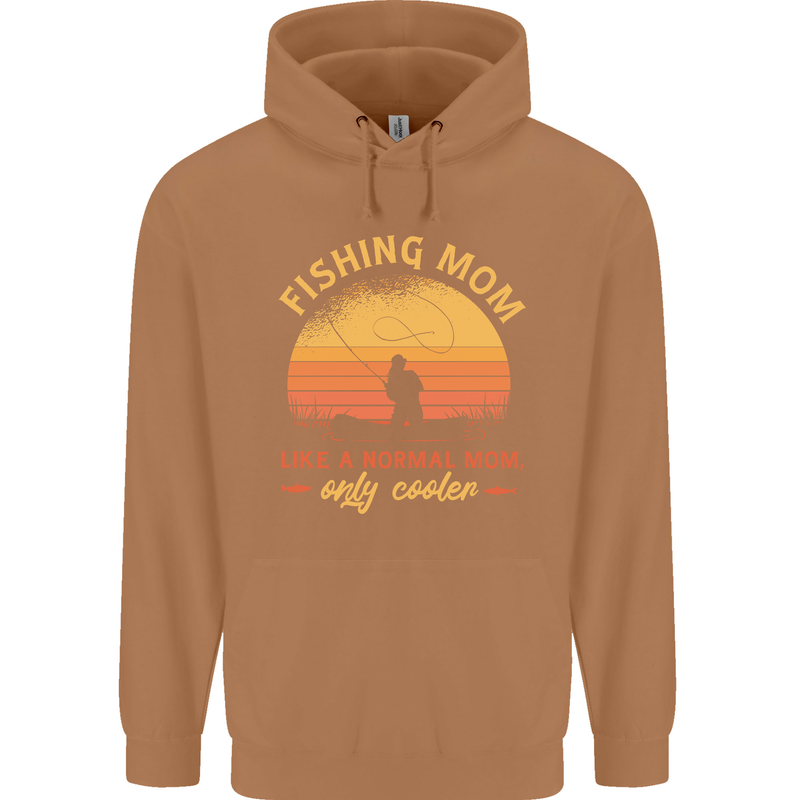 Fishing Mom Like a Normal but Cooler Mens 80% Cotton Hoodie Caramel Latte