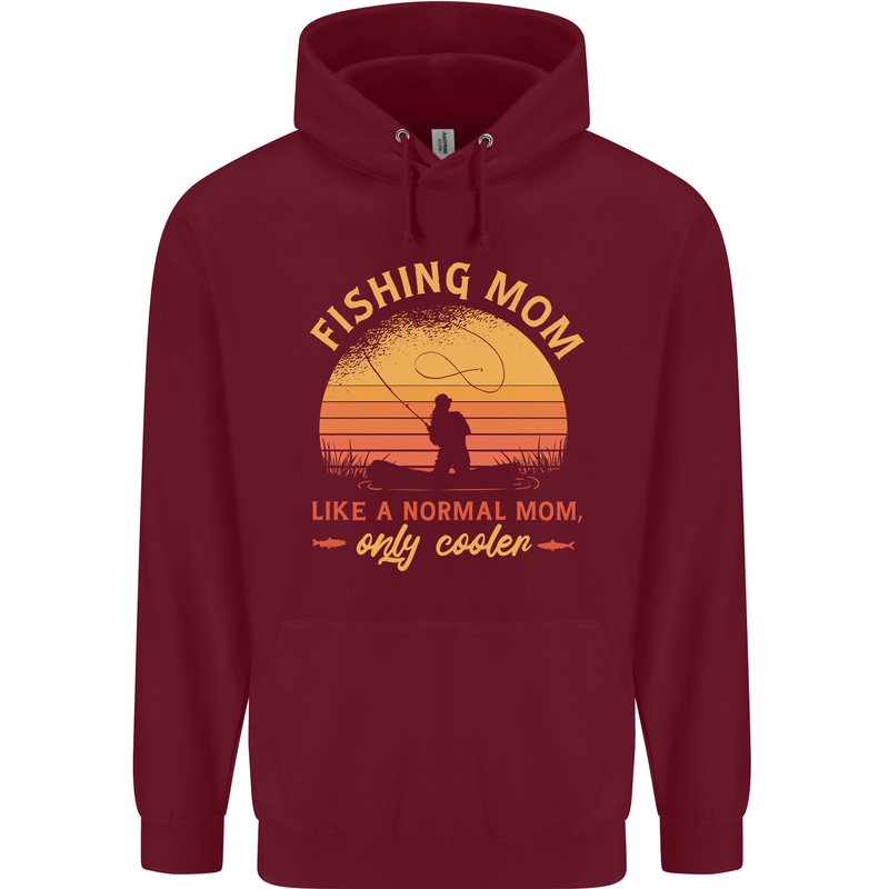 Fishing Mom Like a Normal but Cooler Mens 80% Cotton Hoodie Maroon