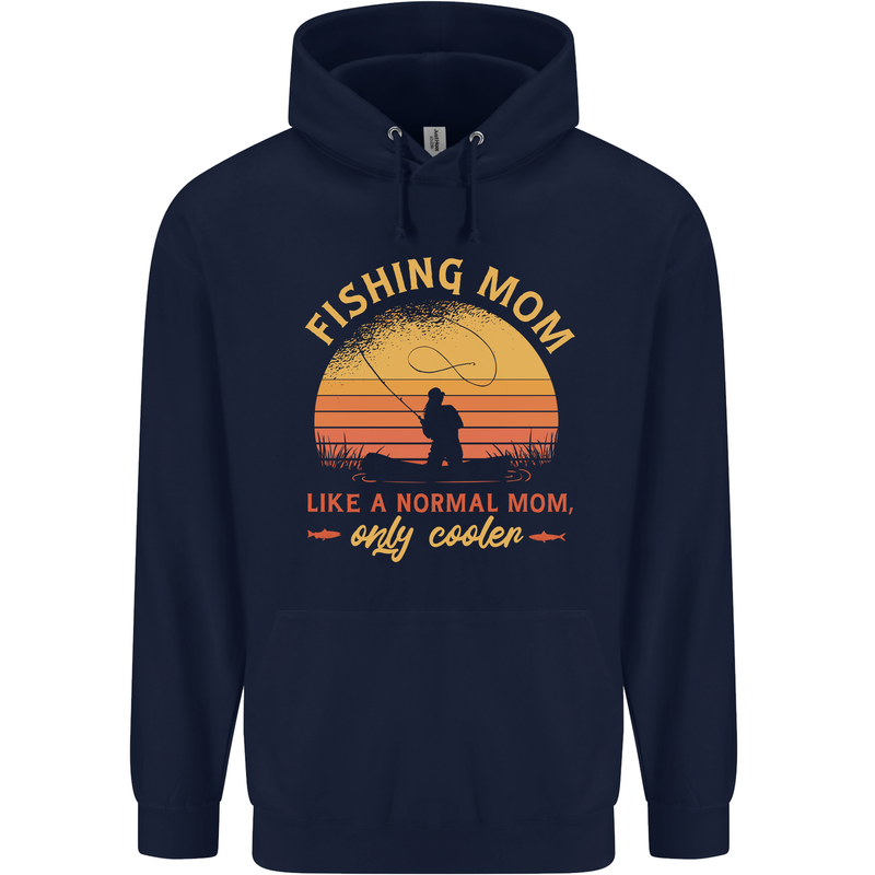 Fishing Mom Like a Normal but Cooler Mens 80% Cotton Hoodie Navy Blue