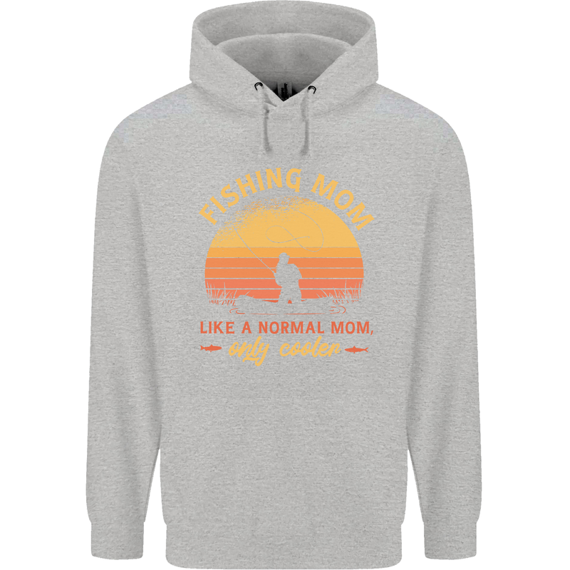 Fishing Mom Like a Normal but Cooler Mens 80% Cotton Hoodie Sports Grey