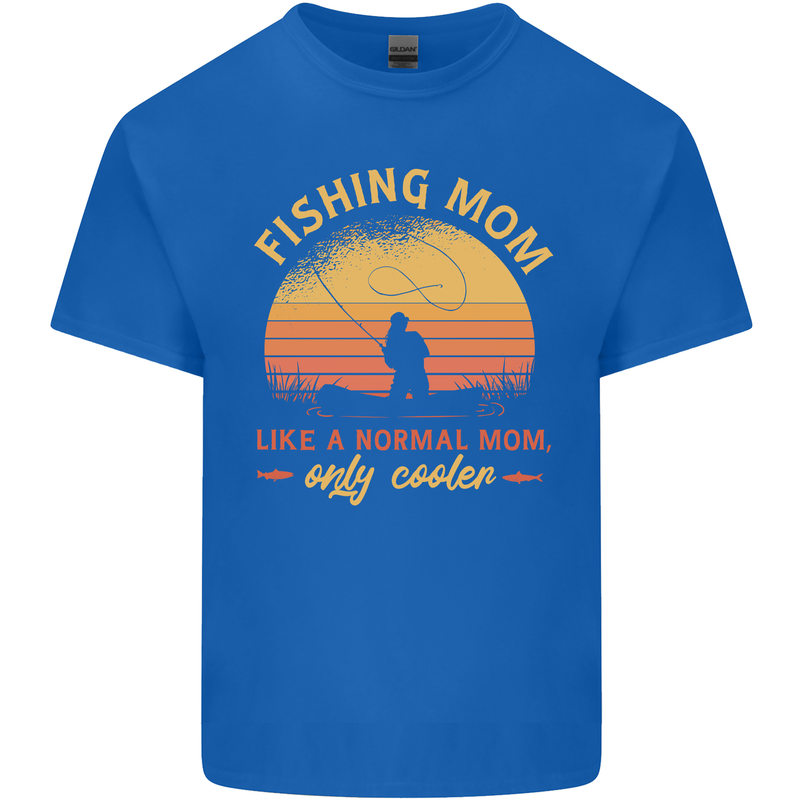 Fishing Mom Like a Normal but Cooler Mens Cotton T-Shirt Tee Top Royal Blue