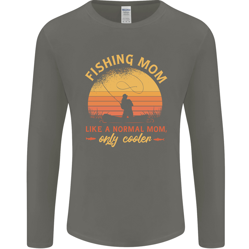 Fishing Mom Like a Normal but Cooler Mens Long Sleeve T-Shirt Charcoal