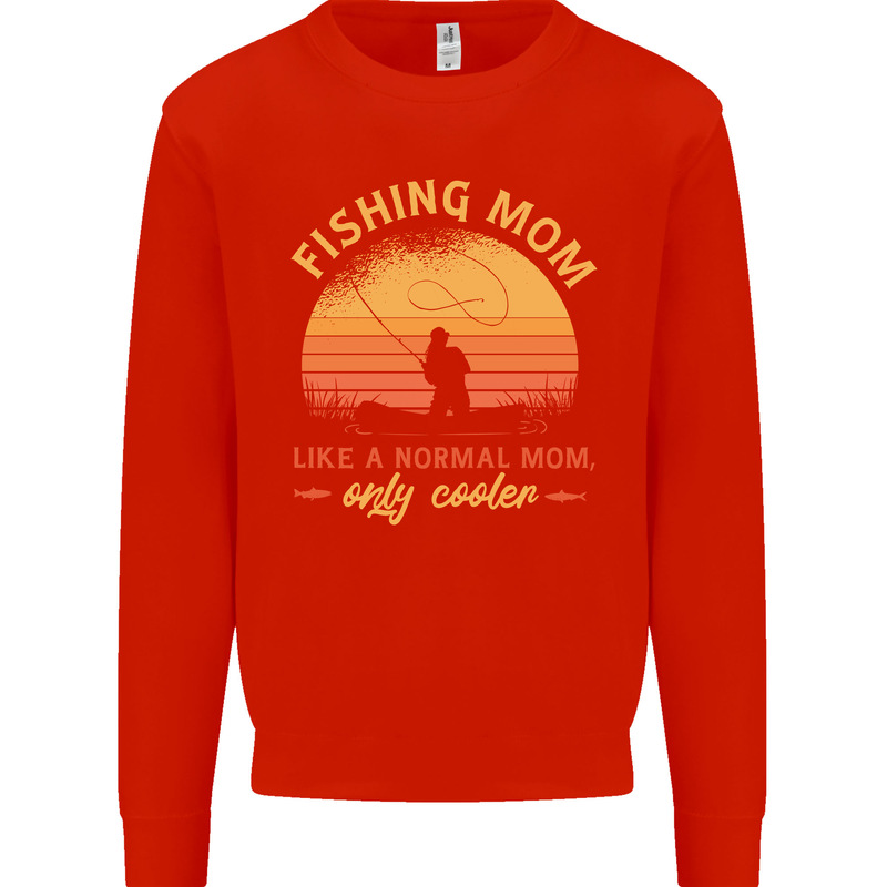 Fishing Mom Like a Normal but Cooler Mens Sweatshirt Jumper Bright Red