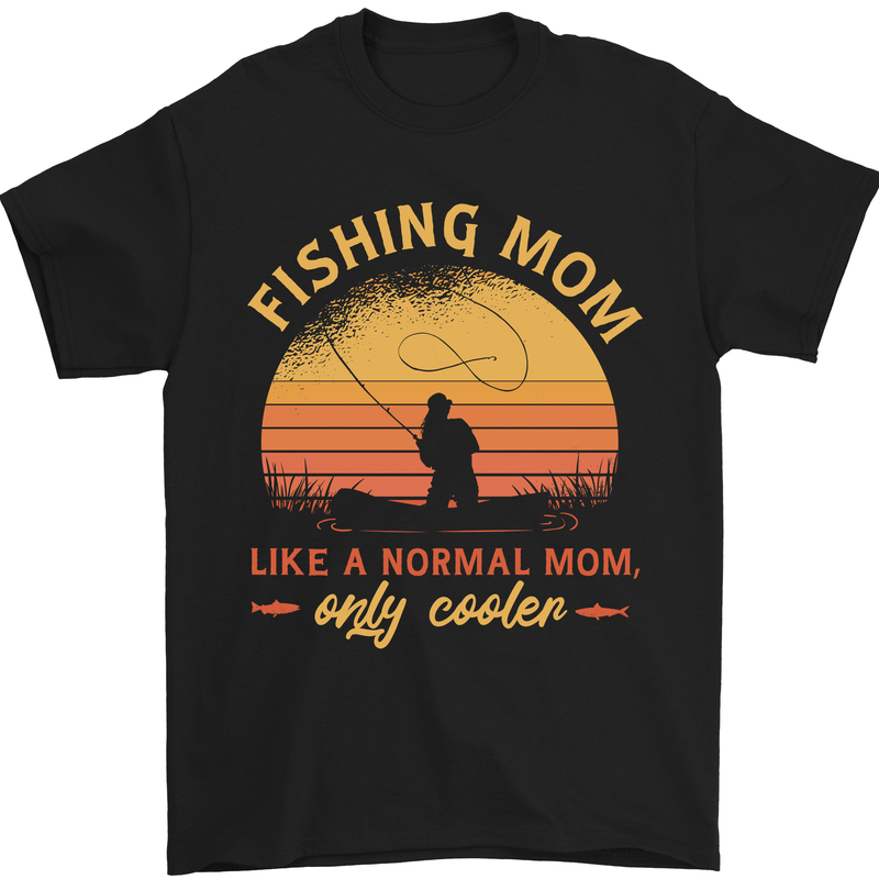 Fishing Mom Like a Normal but Cooler Mens T-Shirt 100% Cotton Black