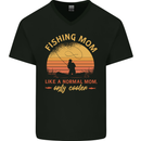 Fishing Mom Like a Normal but Cooler Mens V-Neck Cotton T-Shirt Black