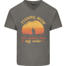 Fishing Mom Like a Normal but Cooler Mens V-Neck Cotton T-Shirt Charcoal