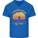 Fishing Mom Like a Normal but Cooler Mens V-Neck Cotton T-Shirt Royal Blue