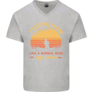 Fishing Mom Like a Normal but Cooler Mens V-Neck Cotton T-Shirt Sports Grey