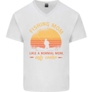 Fishing Mom Like a Normal but Cooler Mens V-Neck Cotton T-Shirt White