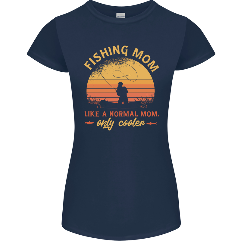 Fishing Mom Like a Normal but Cooler Womens Petite Cut T-Shirt Navy Blue