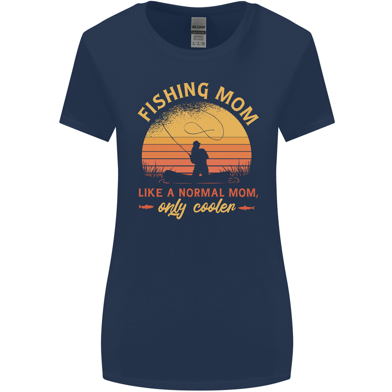 Fishing Mom Like a Normal but Cooler Womens Wider Cut T-Shirt Navy Blue
