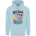 Fishing My Fish Will Come Funny Fisherman Childrens Kids Hoodie Light Blue