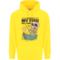 Fishing My Fish Will Come Funny Fisherman Childrens Kids Hoodie Yellow