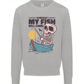 Fishing My Fish Will Come Funny Fisherman Kids Sweatshirt Jumper Sports Grey