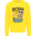 Fishing My Fish Will Come Funny Fisherman Kids Sweatshirt Jumper Yellow