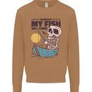 Fishing My Fish Will Come Funny Fisherman Mens Sweatshirt Jumper Caramel Latte