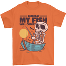 Fishing My Fish Will Come Funny Fisherman Mens T-Shirt Cotton Gildan Orange
