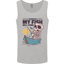 Fishing My Fish Will Come Funny Fisherman Mens Vest Tank Top Sports Grey