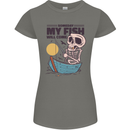 Fishing My Fish Will Come Funny Fisherman Womens Petite Cut T-Shirt Charcoal