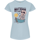 Fishing My Fish Will Come Funny Fisherman Womens Petite Cut T-Shirt Light Blue