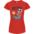 Fishing My Fish Will Come Funny Fisherman Womens Petite Cut T-Shirt Red