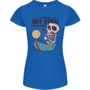 Fishing My Fish Will Come Funny Fisherman Womens Petite Cut T-Shirt Royal Blue